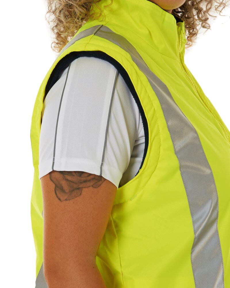 Womens Taped Hi Vis 5 In 1 Rain Jacket - Yellow/Navy