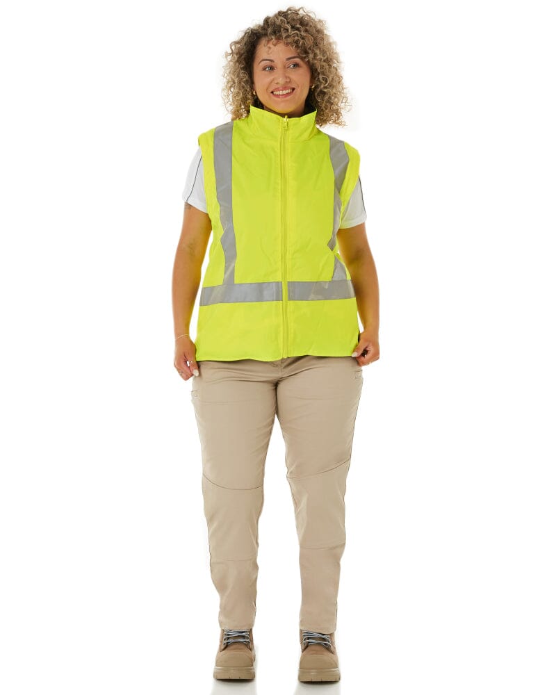 Womens Taped Hi Vis 5 In 1 Rain Jacket - Yellow/Navy