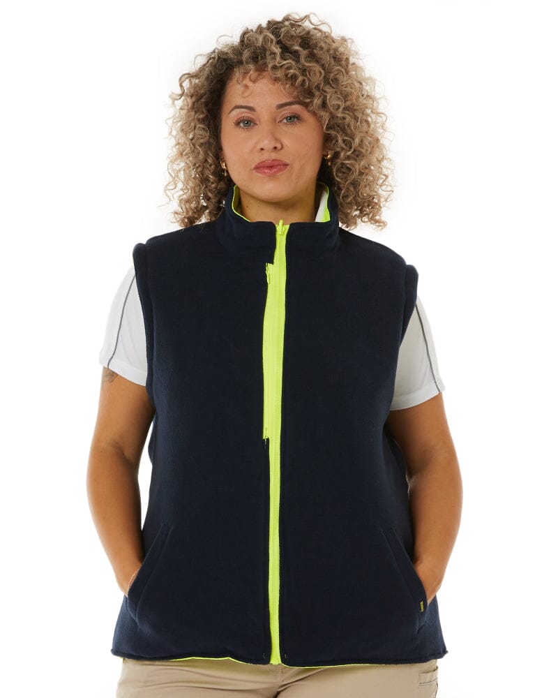 Womens Taped Hi Vis 5 In 1 Rain Jacket - Yellow/Navy