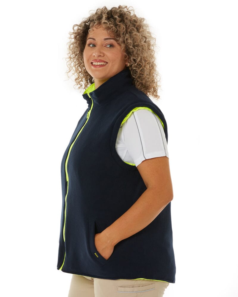 Womens Taped Hi Vis 5 In 1 Rain Jacket - Yellow/Navy