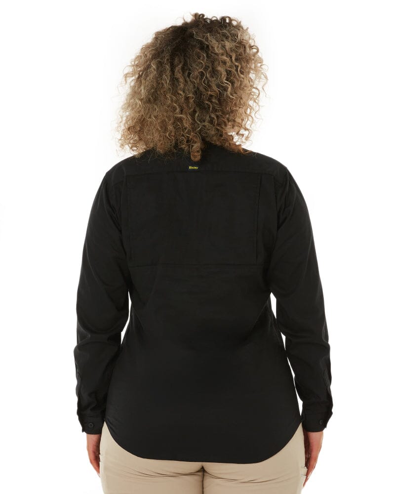 Womens Closed Front Lightweight LS Drill Shirt - Black