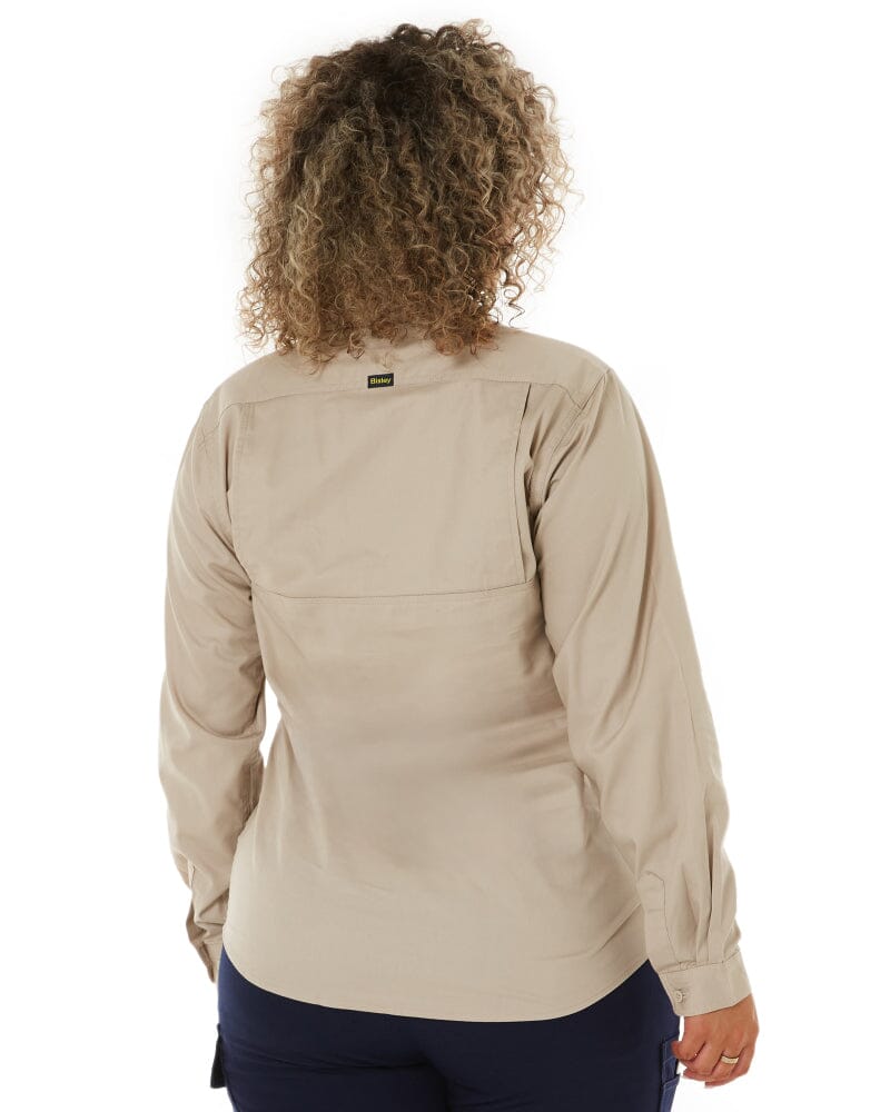 Womens Closed Front Lightweight LS Drill Shirt - Sand