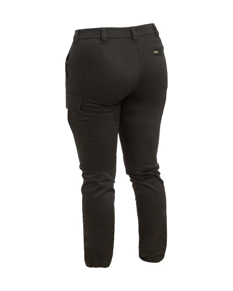 Womens Cotton Cargo Cuffed Pants - Black