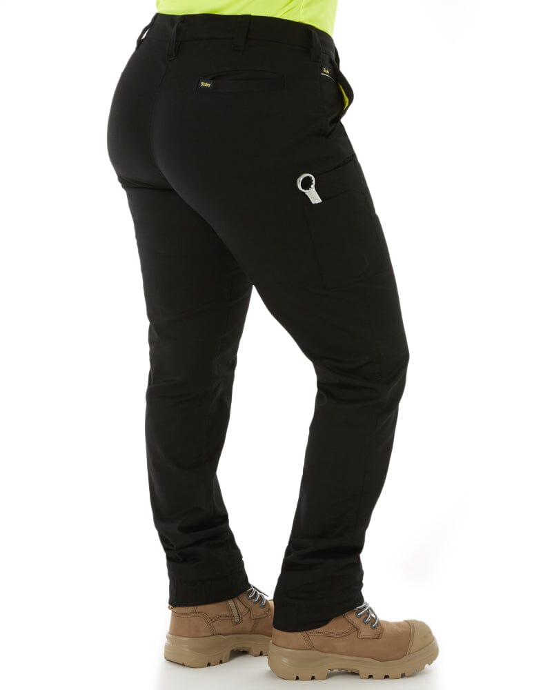 Womens Cotton Cargo Cuffed Pants - Black