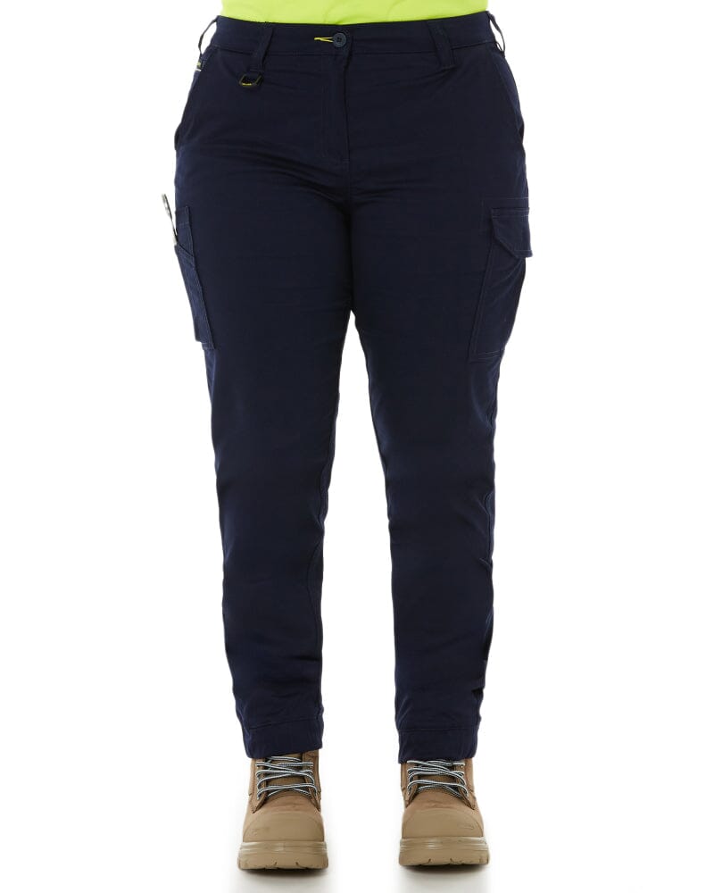 Womens Cotton Cargo Cuffed Pants - Navy