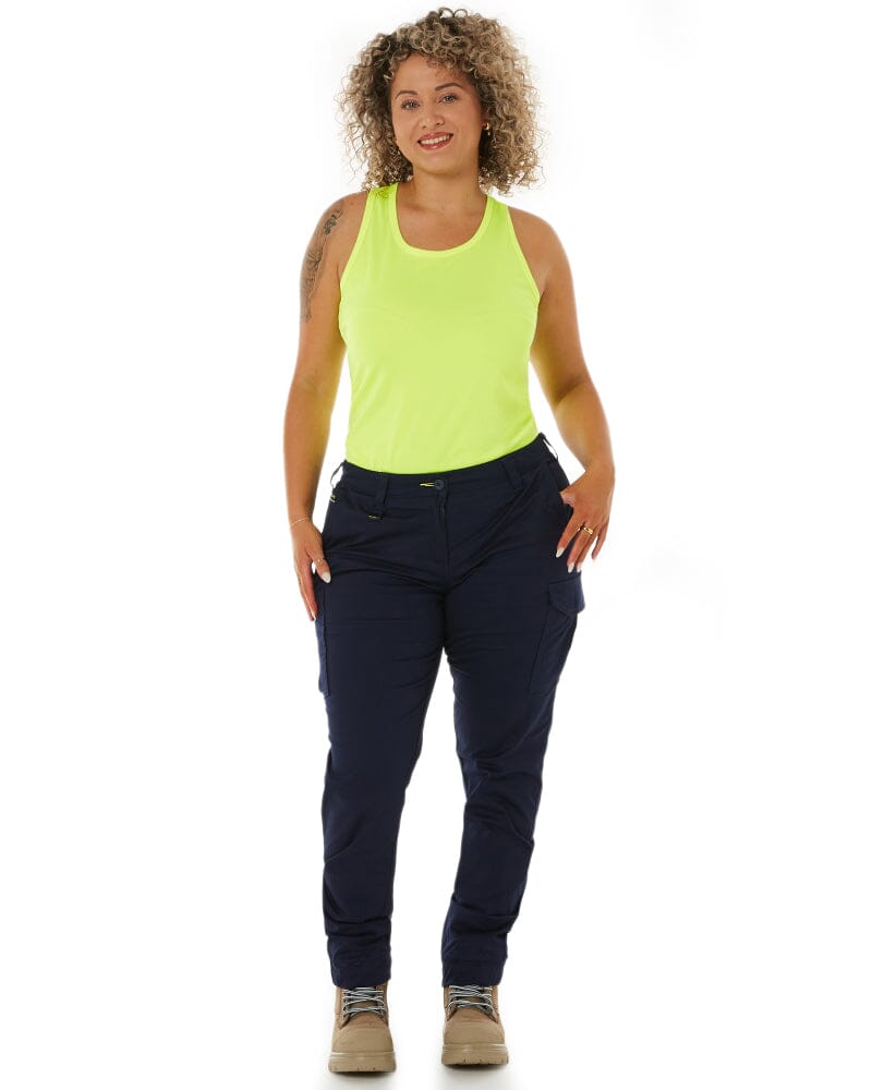 Womens Cotton Cargo Cuffed Pants - Navy