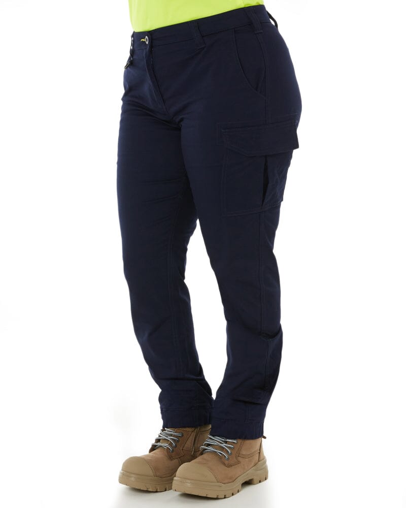 Womens Cotton Cargo Cuffed Pants - Navy