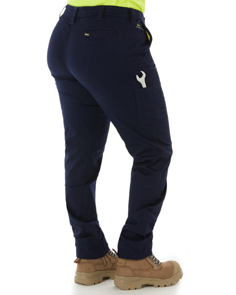 Womens Cotton Cargo Cuffed Pants - Navy