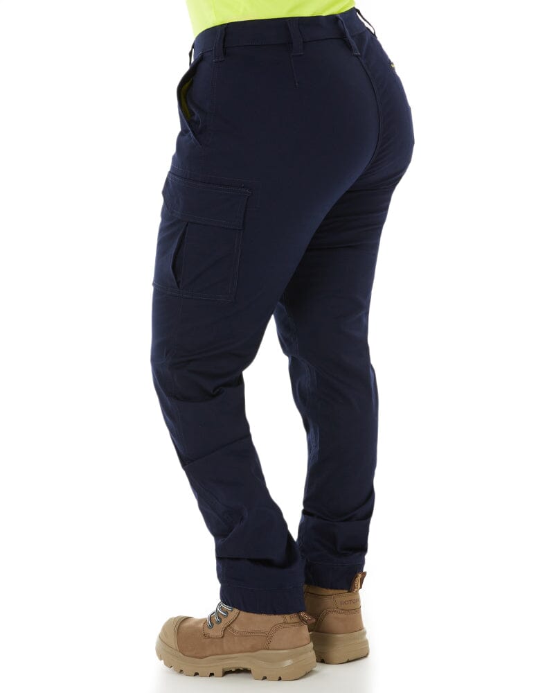 Womens Cotton Cargo Cuffed Pants - Navy