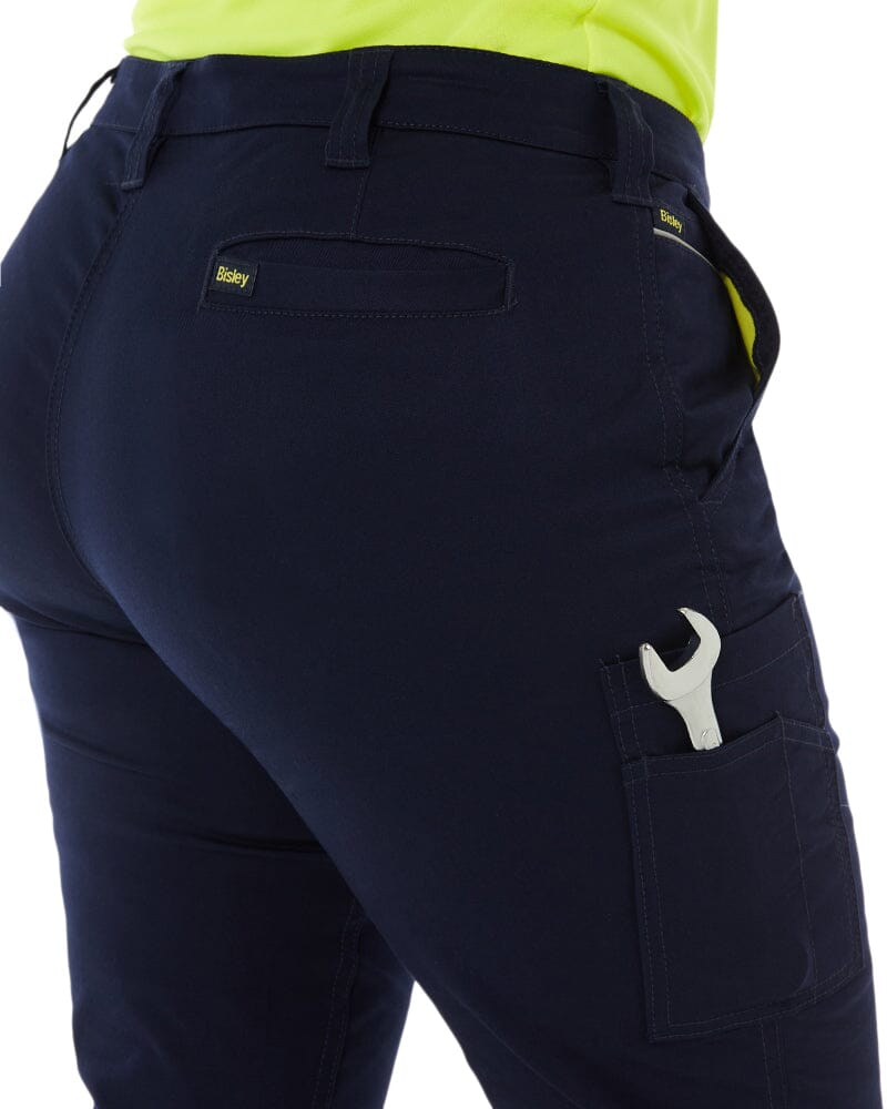 Womens Cotton Cargo Cuffed Pants - Navy