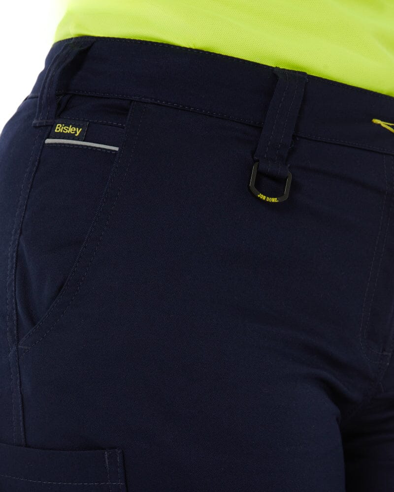 Womens Cotton Cargo Cuffed Pants - Navy