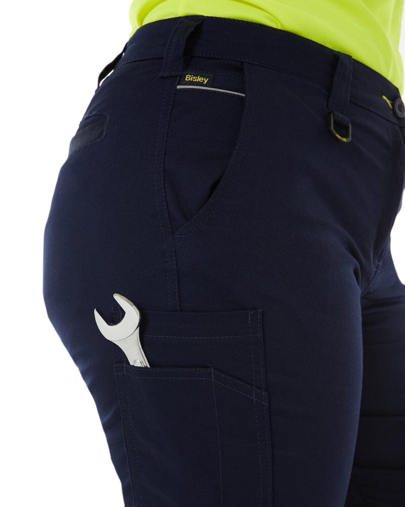 Womens Cotton Cargo Cuffed Pants - Navy