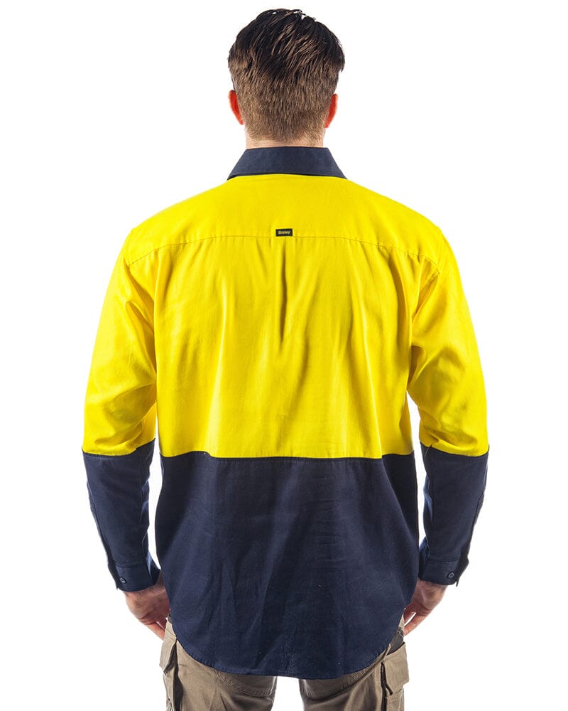 Tradies Hi Vis Closed Front LS Shirt Value Pack - Yellow/Navy