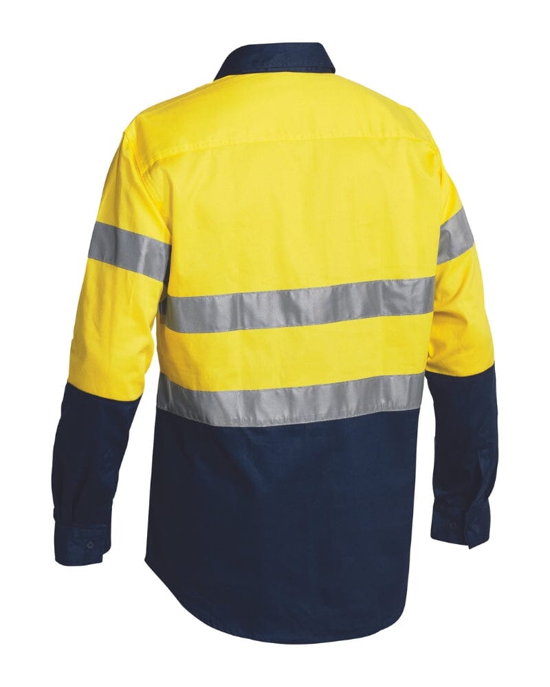 Taped Hi Vis Closed Front LS Drill Shirt * - Yellow/Navy