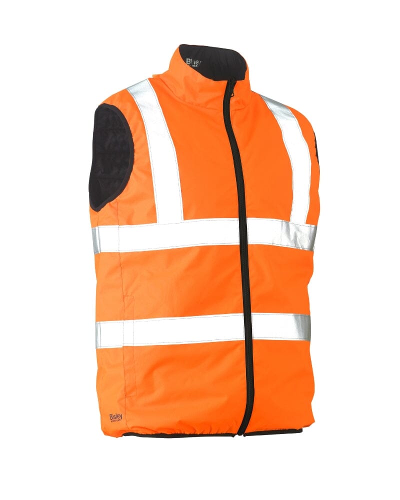 Taped Hi Vis Reversible Puffer Vest - Orange