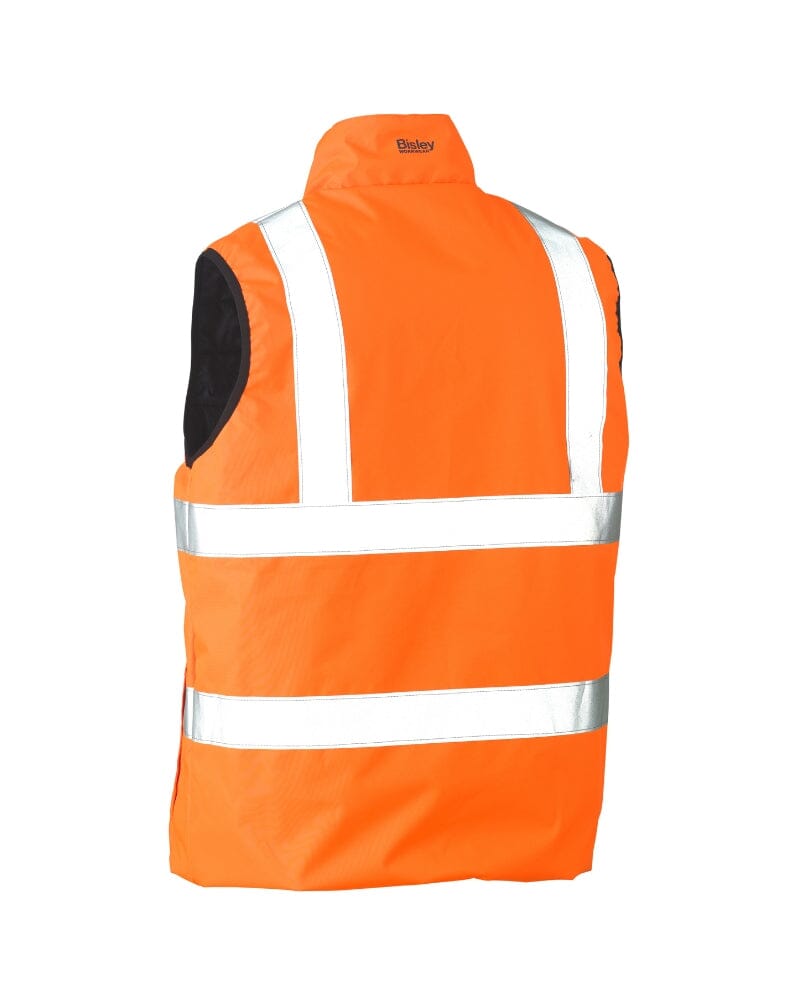 Taped Hi Vis Reversible Puffer Vest - Orange