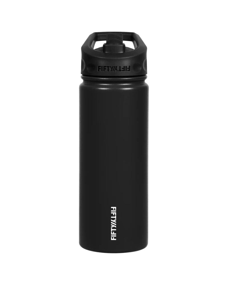 530ml Bottle With Strawcap Lid - Black