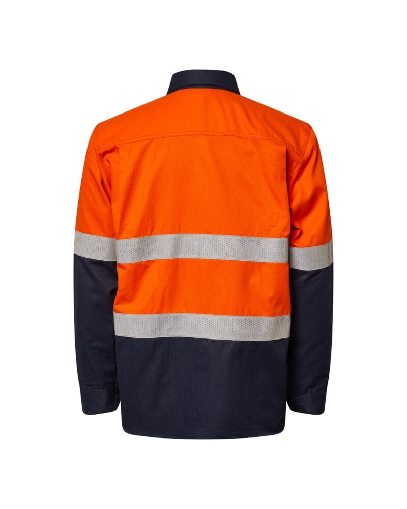 Hi Vis Reflective Shirt With Gusset Sleeves - Orange/Navy