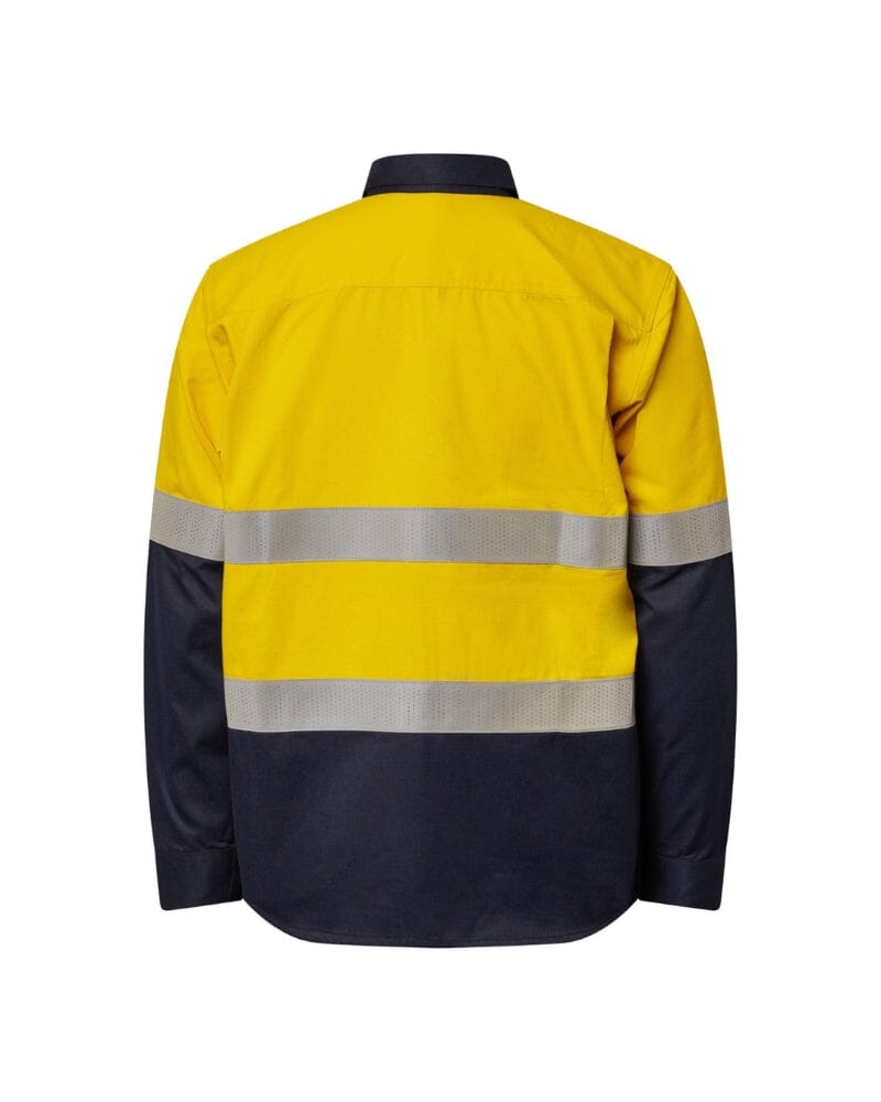 Hi Vis Reflective Shirt With Gusset Sleeves - Yellow/Navy