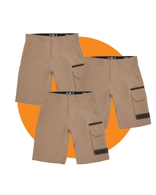 Tradies LS-1 Lightweight Cargo Short Value Pack - Khaki