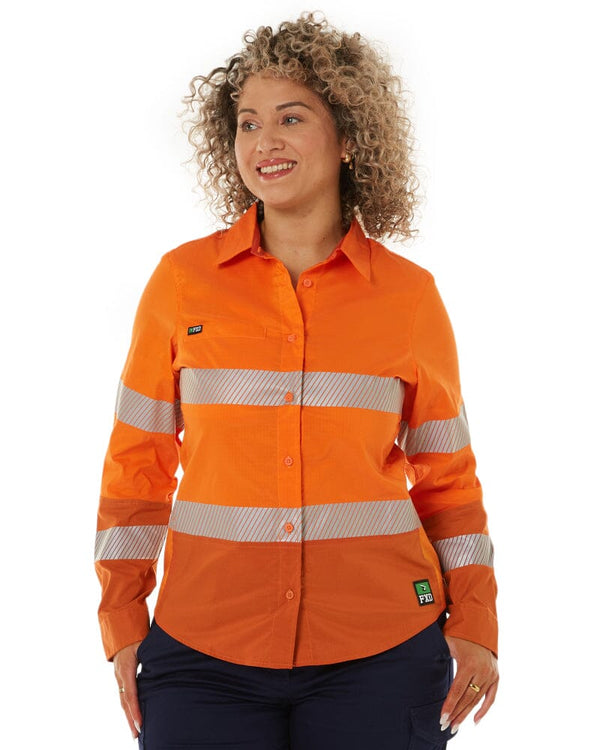 LSH-2WT Womens Long Sleeve Taped Shirt - Orange