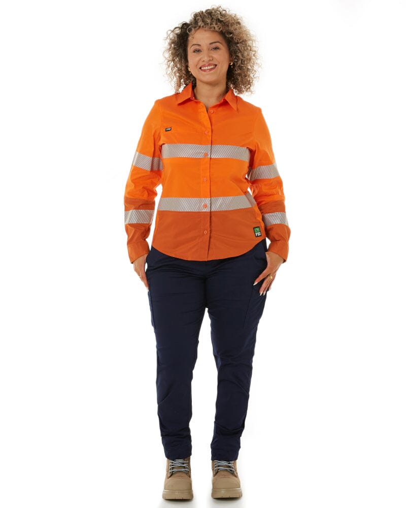 LSH-2WT Womens Long Sleeve Taped Shirt - Orange