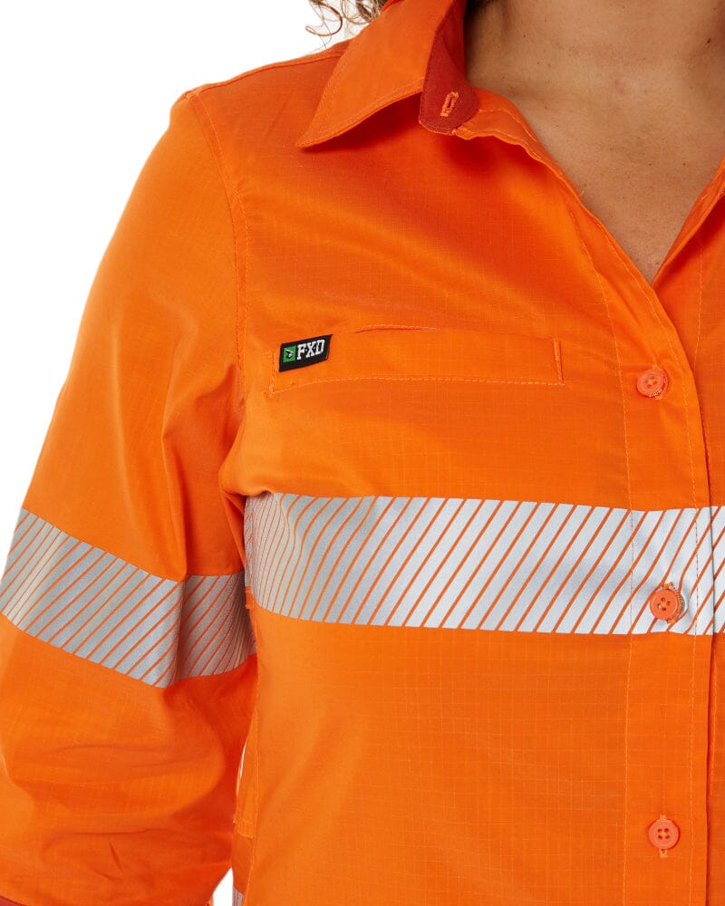 LSH-2WT Womens Long Sleeve Taped Shirt - Orange