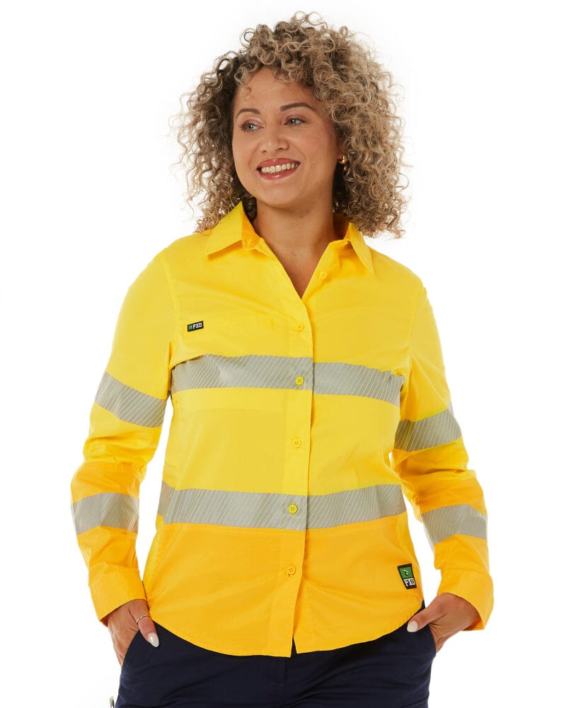 LSH-2WT Womens Long Sleeve Taped Shirt - Yellow