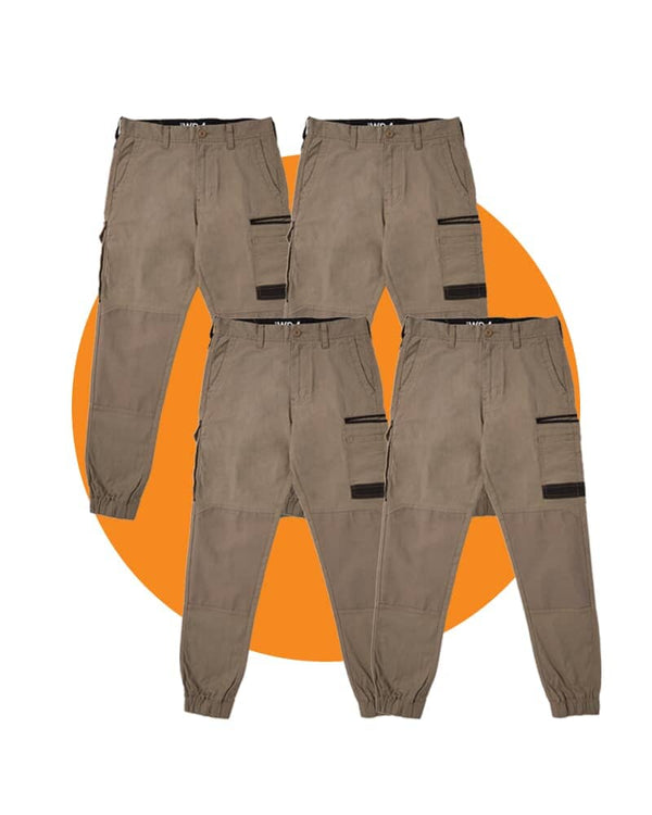 Tradies WP-4 Stretch Cuffed Work Pants 4 Value Pack - Khaki