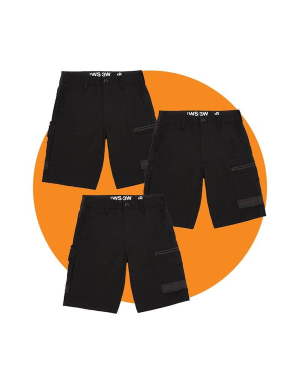 Tradies WS-3W Womens Stretch Work Shorts Value Pack - Black