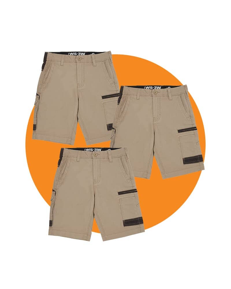 Tradies WS-3W Womens Stretch Work Shorts Value Pack - Khaki