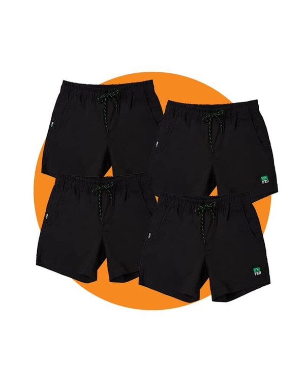 Tradies WS-4 Work Shorts 4 Value Pack - Black