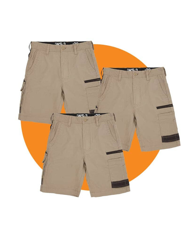 Tradies WS-3 Stretch Work Short Value Pack - Khaki