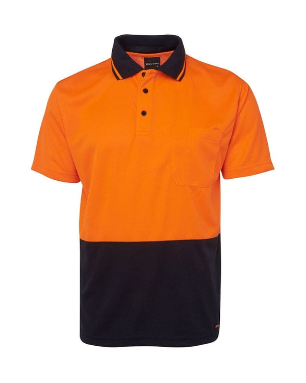 Hi Vis Non Cuff Traditional Polo - Orange/Navy