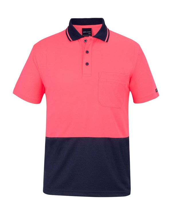 Hi Vis Non Cuff Traditional Polo - Pink/Navy