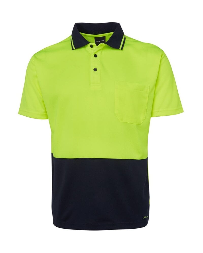 Hi Vis Non Cuff Traditional Polo - Lime/Navy