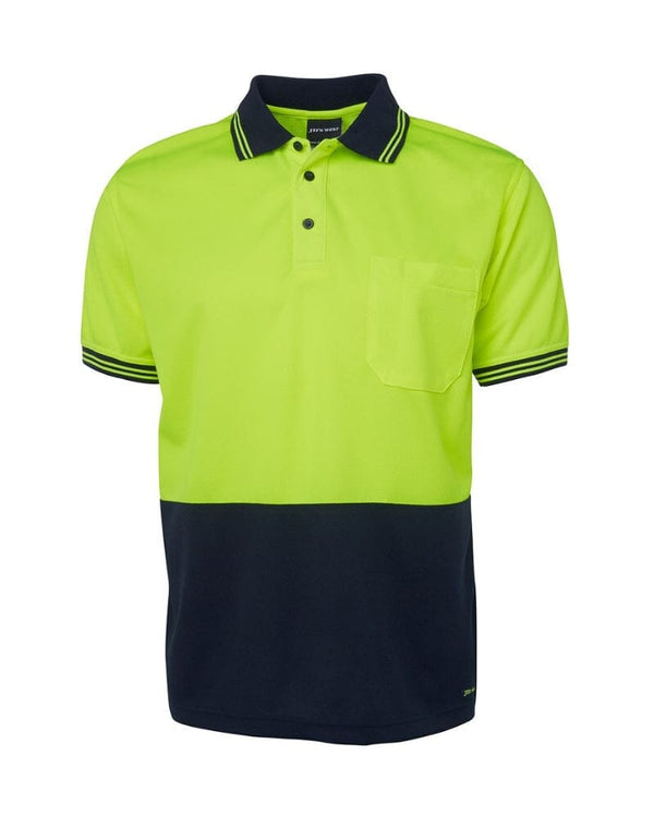 Hi Vis SS Traditional Polo - Lime/Navy