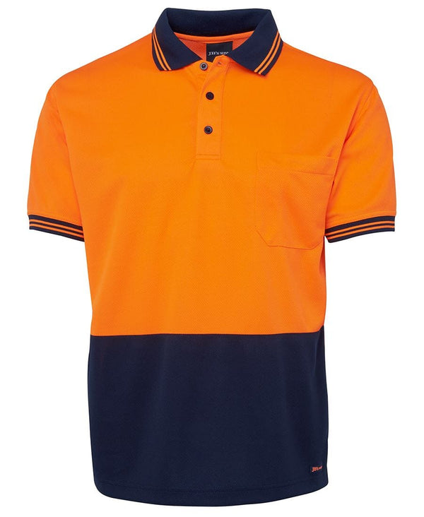 Hi Vis SS Traditional Polo - Orange/Navy