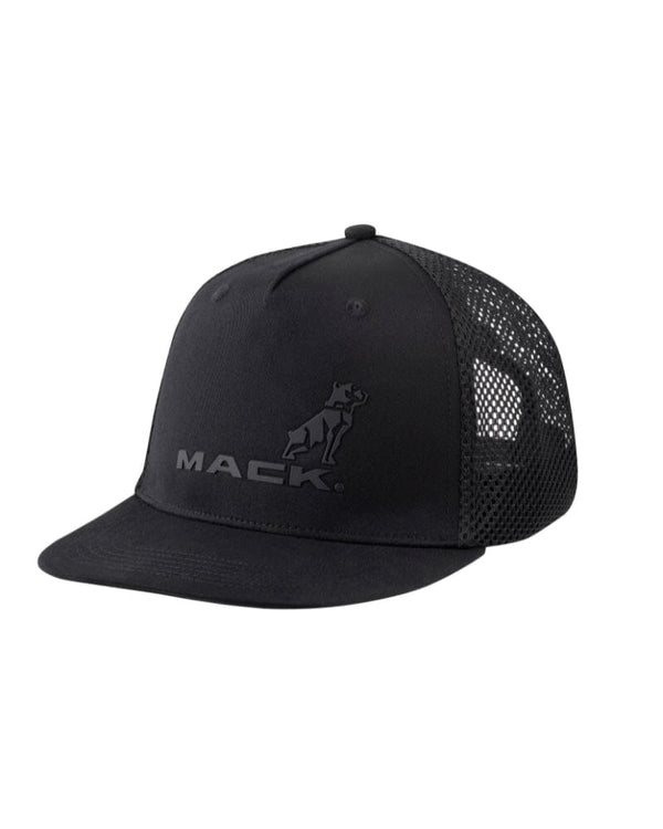 Tonal Flat Brim Dart Trucker Hat - Black