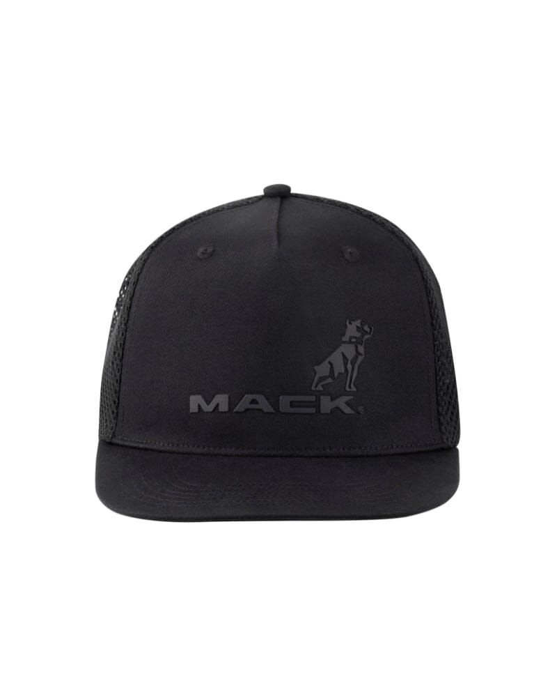 Tonal Flat Brim Dart Trucker Hat - Black