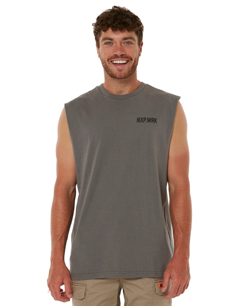 NXP.WRK Blueprint Relaxed Muscle Tee - Charcoal | Buy Online