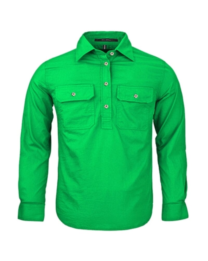 Kids Closed Front Shirt LS - Emerald