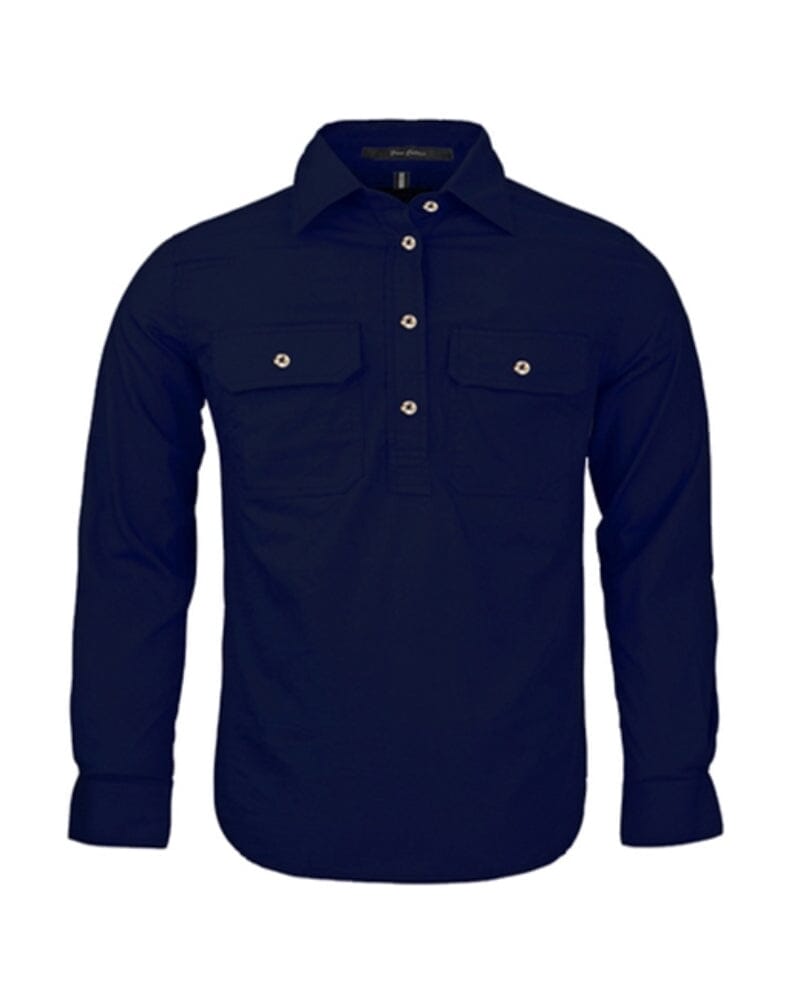 Kids Closed Front Shirt LS - French Navy