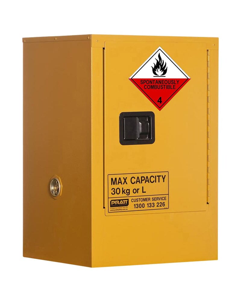 Class 4 Dangerous Goods Storage Cabinet 30L 1 Door 1 Shelf - Yellow