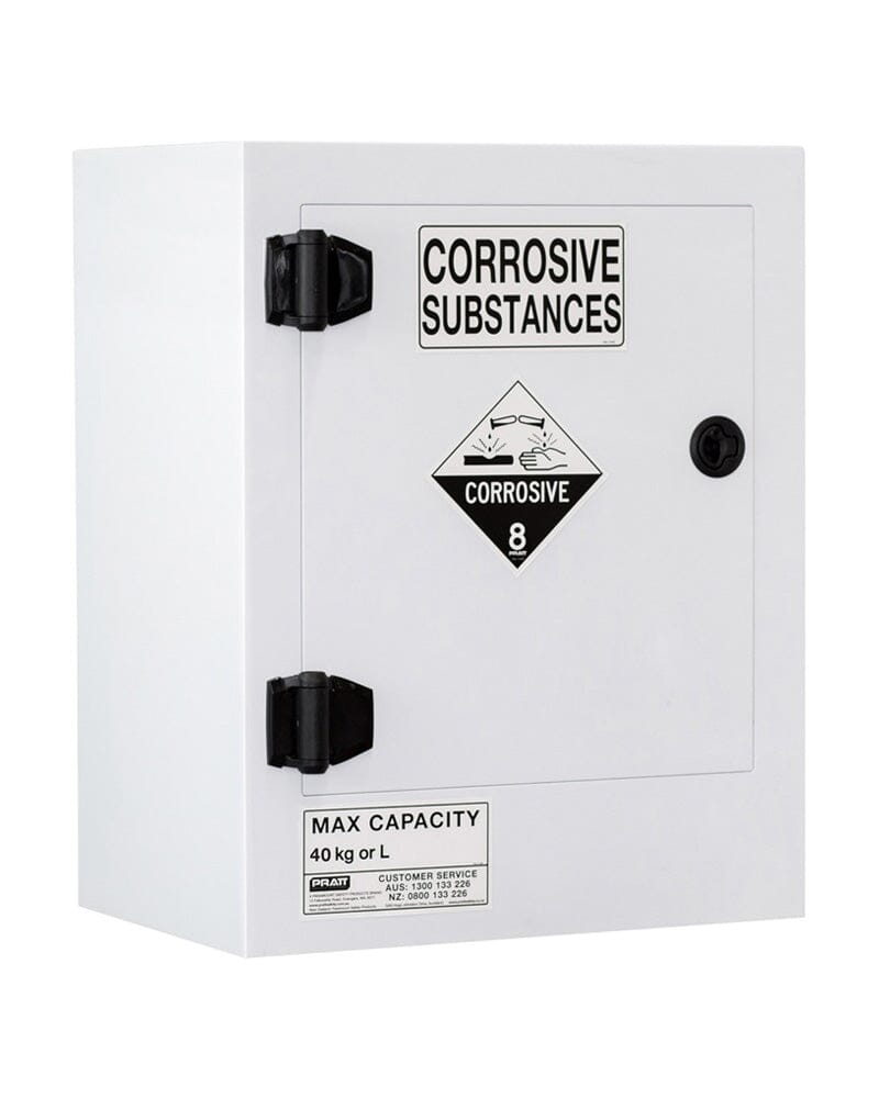 Corrosive Substance Storage Cabinet Polypropylene 40L 1 Door 1 Shelf - White