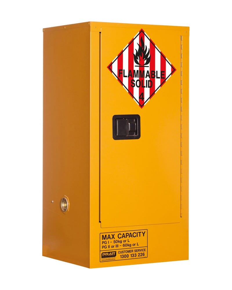 Class 4 Dangerous Goods Storage Cabinet 60L 1 Door 2 Shelves - Yellow