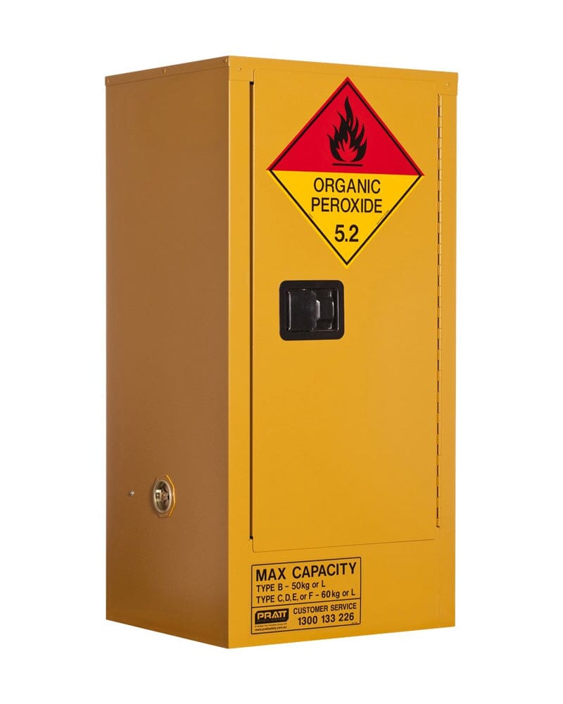 Organic Peroxide Storage Cabinet 60L 1 Door 2 Shelves - Yellow