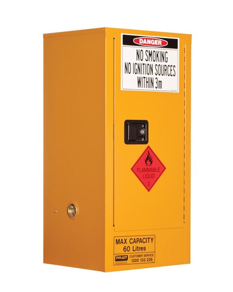 Flammable Storage Cabinet 60L 1 Door 2 Shelves - Yellow