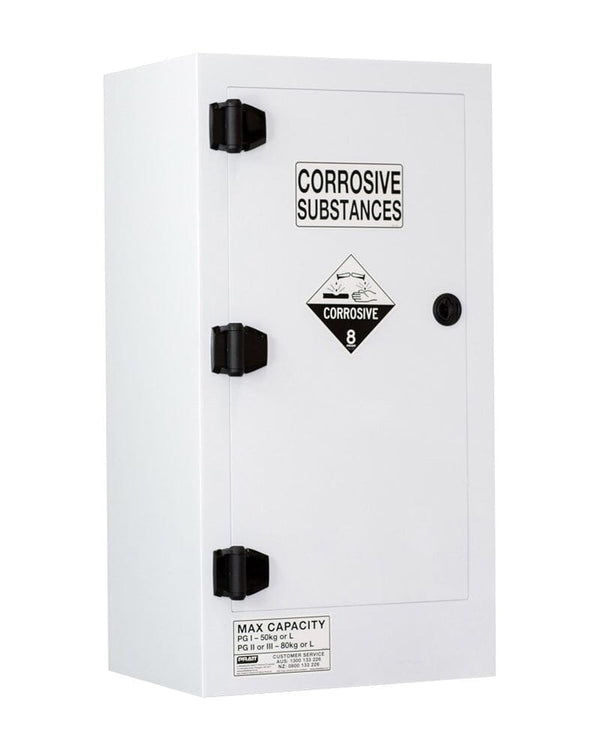 Corrosive Substance Storage Cabinet Polypropylene 80L 1 Door 2 Shelves - White