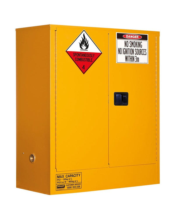 Class 4 Dangerous Goods Storage Cabinet 160L 2 Doors 2 Shelves - Yellow